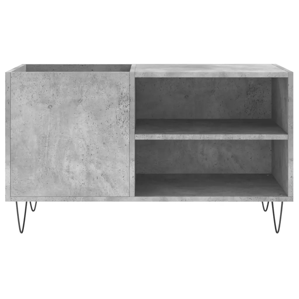 Mobile porta dischi pratico in stile industriale 85 x 38 x 48 cm ampio spazio contenitivo legno grigio cemento 02_0049111