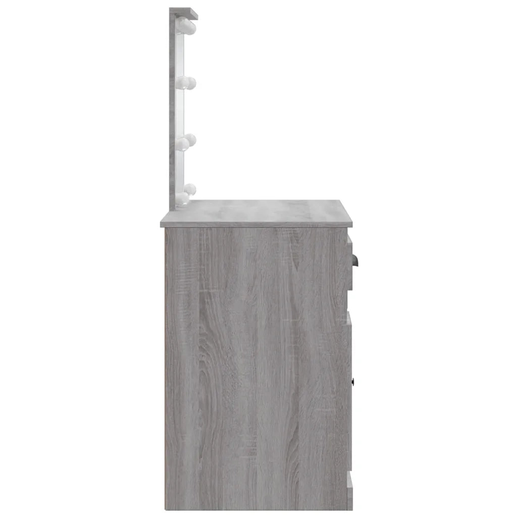 Toeletta | Tavolo da Trucco con Luci LED Grigio Sonoma 90x42x132,5 cm