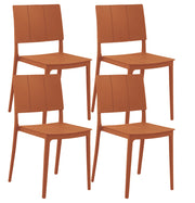 Set 4 Sedie In Polipropilene e Fibra Di Vetro Sedia Cucina Trattamento Uv Antiscolorimento Giardino Interno Esterno Moderne Robuste Resistenti Seduta Terrazzo Soggiorno Bar Ristorante Impilabili Livia-Arancio
