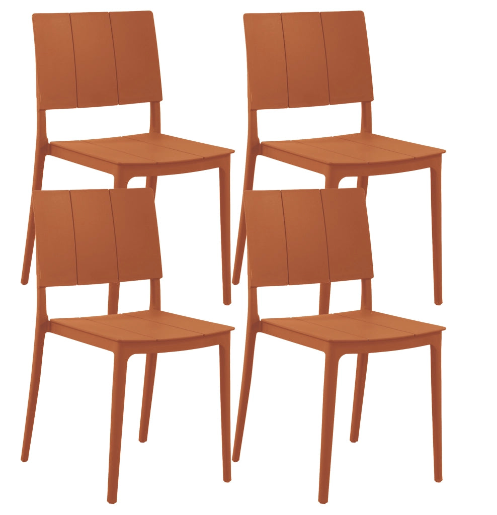 Set 4 Sedie In Polipropilene e Fibra Di Vetro Sedia Cucina Trattamento Uv Antiscolorimento Giardino Interno Esterno Moderne Robuste Resistenti Seduta Terrazzo Soggiorno Bar Ristorante Impilabili Livia-Arancio