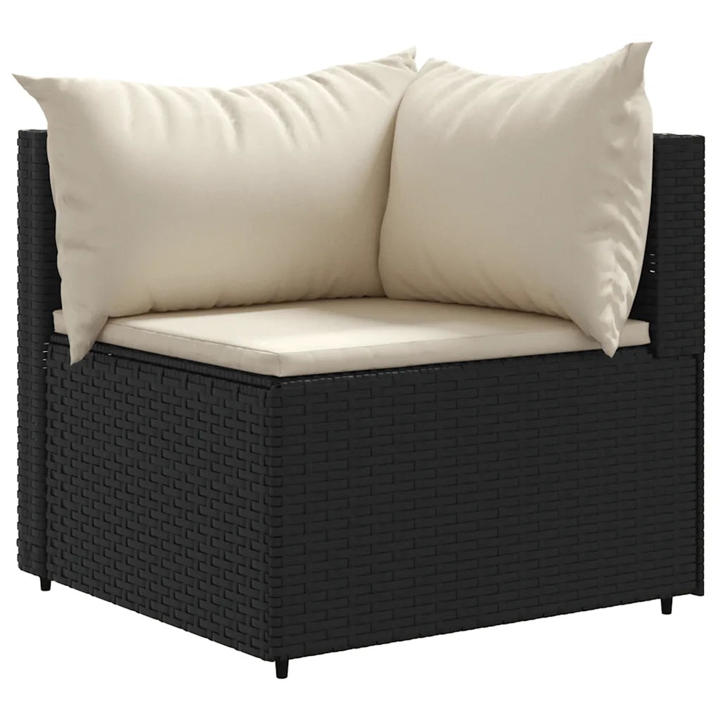 Set Salotto da Giardino con Cuscini 7pz Nero Polyrattan