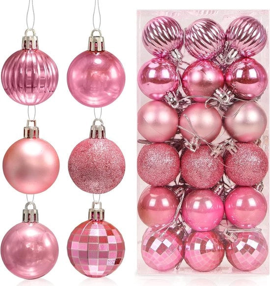 Set di palloncini di plastica rosa 36 pezzi da 4 cm - decorazione di Natale, feste, decorazioni di Natale