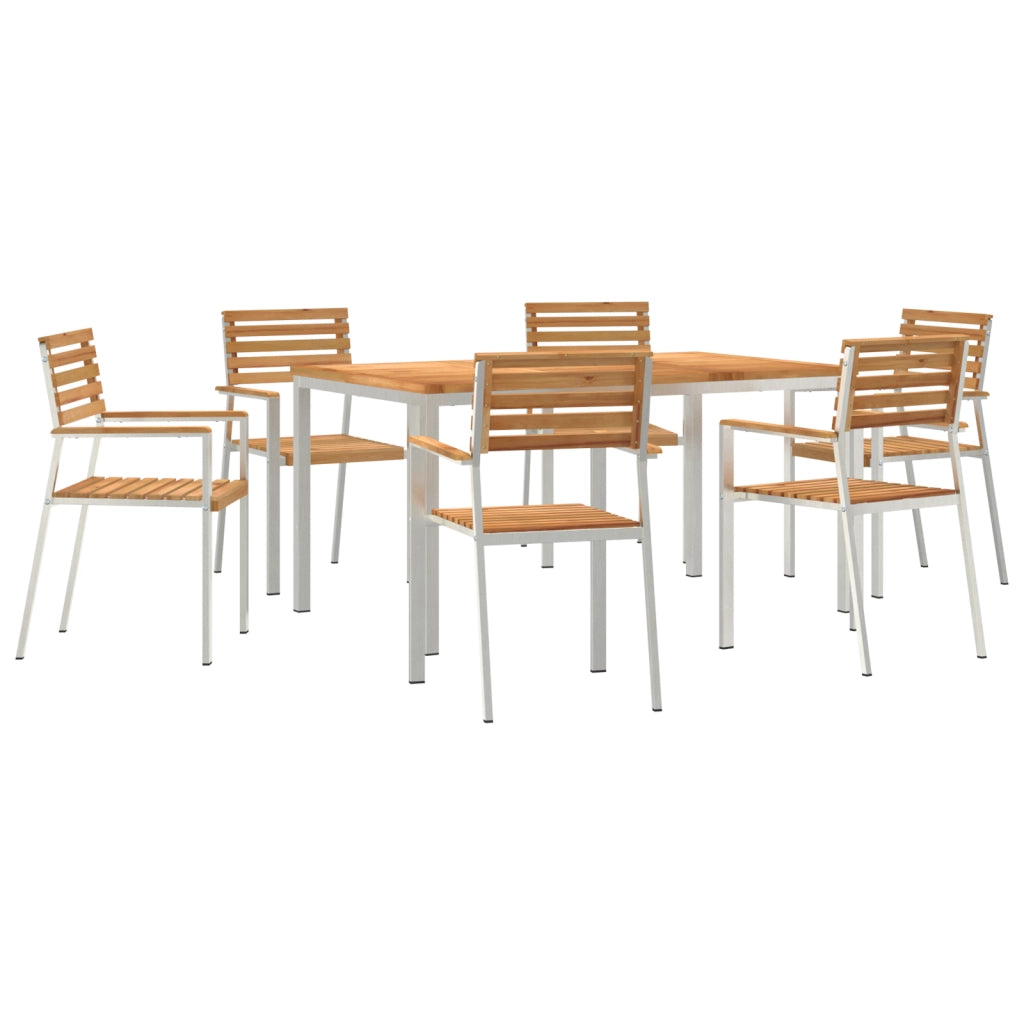 Set Pranzo Giardino 7 Pezzi Legno Massello Teak