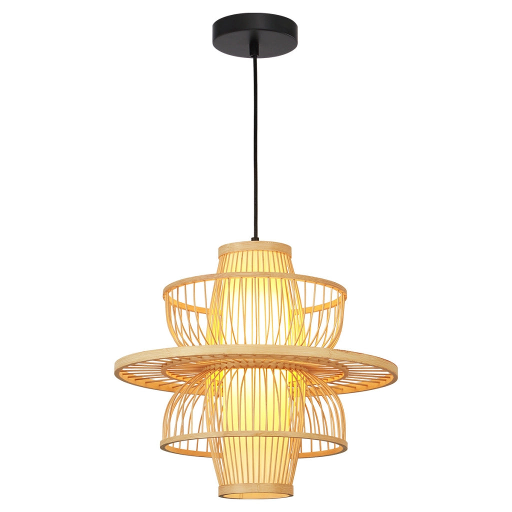 Lampada a sospensione rattan naturale nero E27 Astra