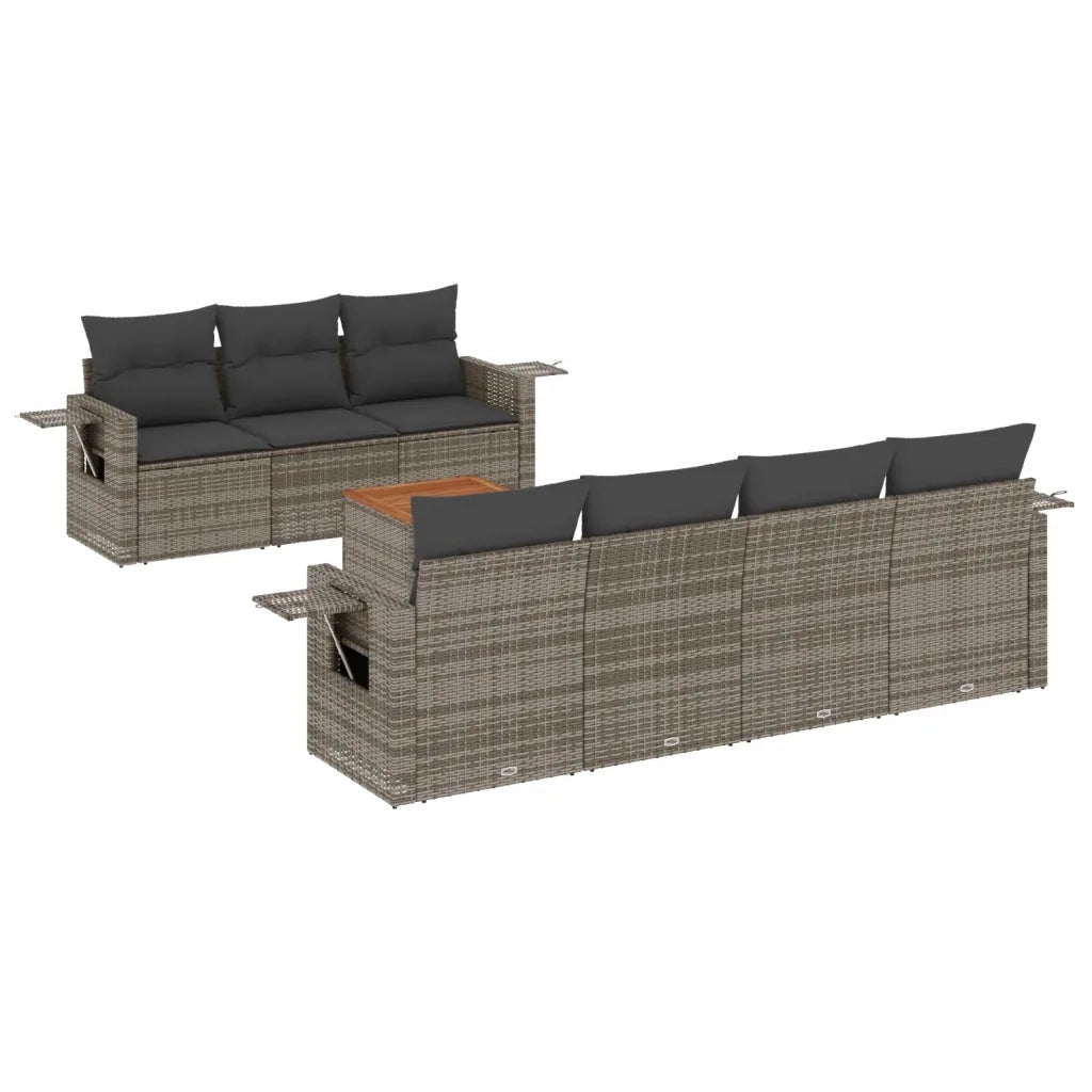 Set Divano da Giardino 8 pz con Cuscini Grigio in Polyrattan 3224471