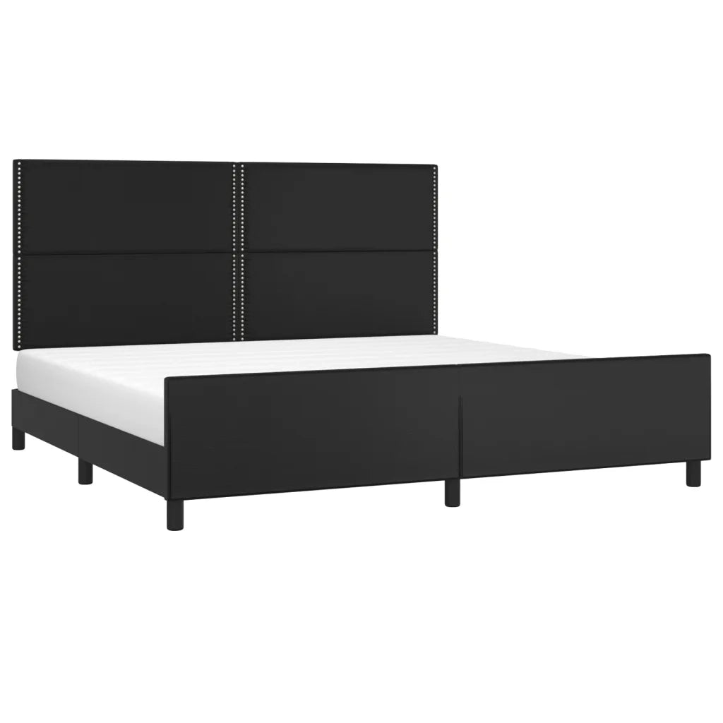 Giroletto con Testiera-Struttura Letto con testiera Nero 200x200 cm in Similpelle 596701