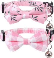 Set di 2 collari per gatto di fuga con fiocchetto farfalla e fiore a righe sonore per gatto sicurezza regolabile rosa - accessori per gatto - collari con campanello