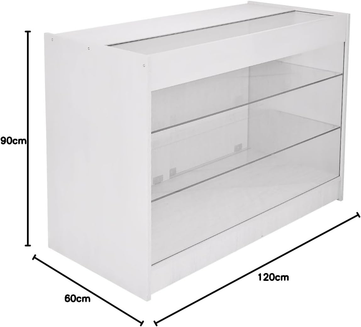 Bancone K1200 Bianco da Negozio e Reception Elegante Solido Robusto con Ripiani