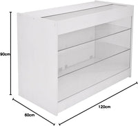 Bancone K1200 Bianco da Negozio e Reception Elegante Solido Robusto con Ripiani