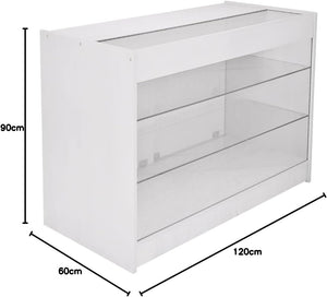 Bancone K1200 Bianco da Negozio e Reception Elegante Solido Robusto con Ripiani