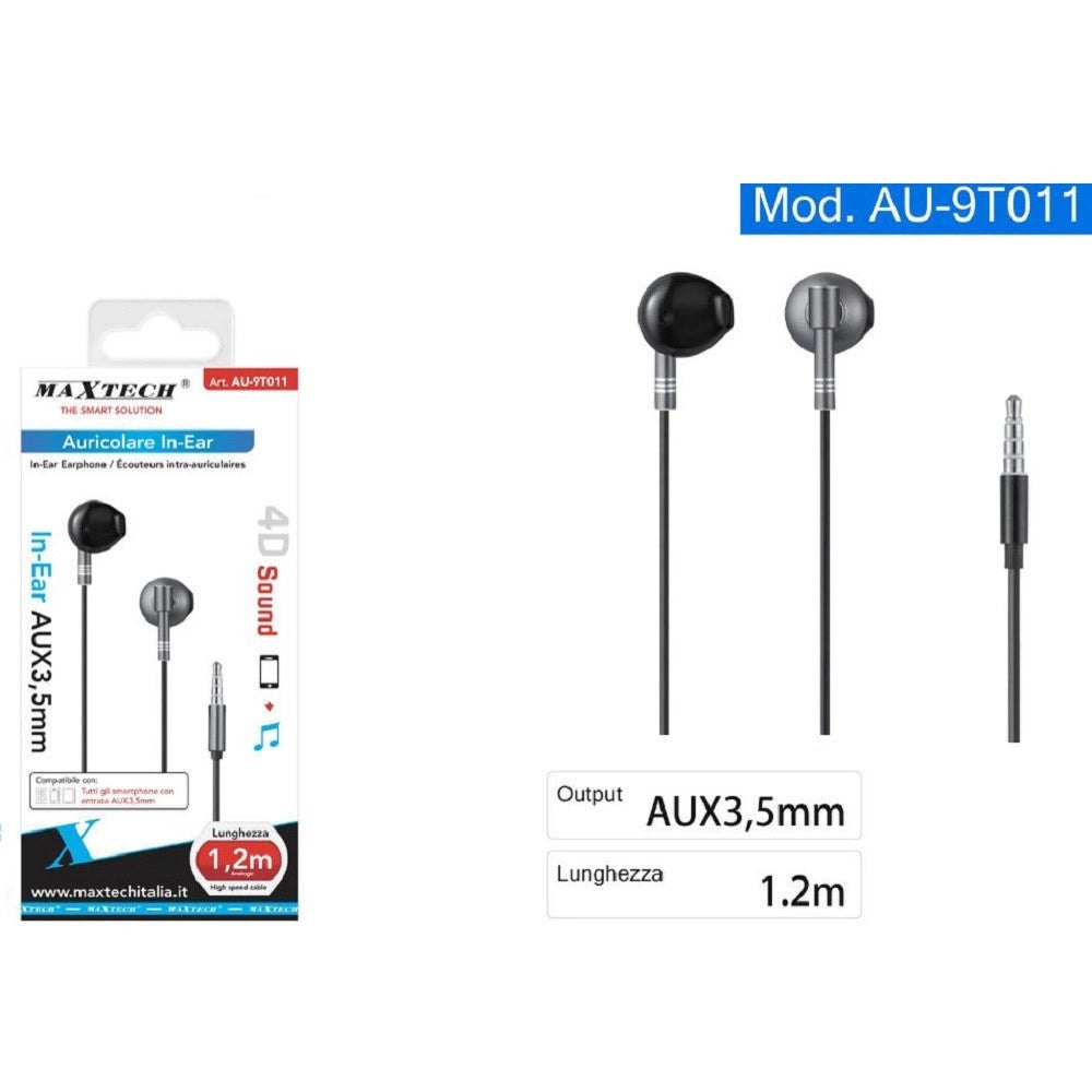 Trade Shop - Auricolari Cuffie Cavo 1,2 Metri Connettore Aux 3,5mm Per Smartphone Au-9t011 -