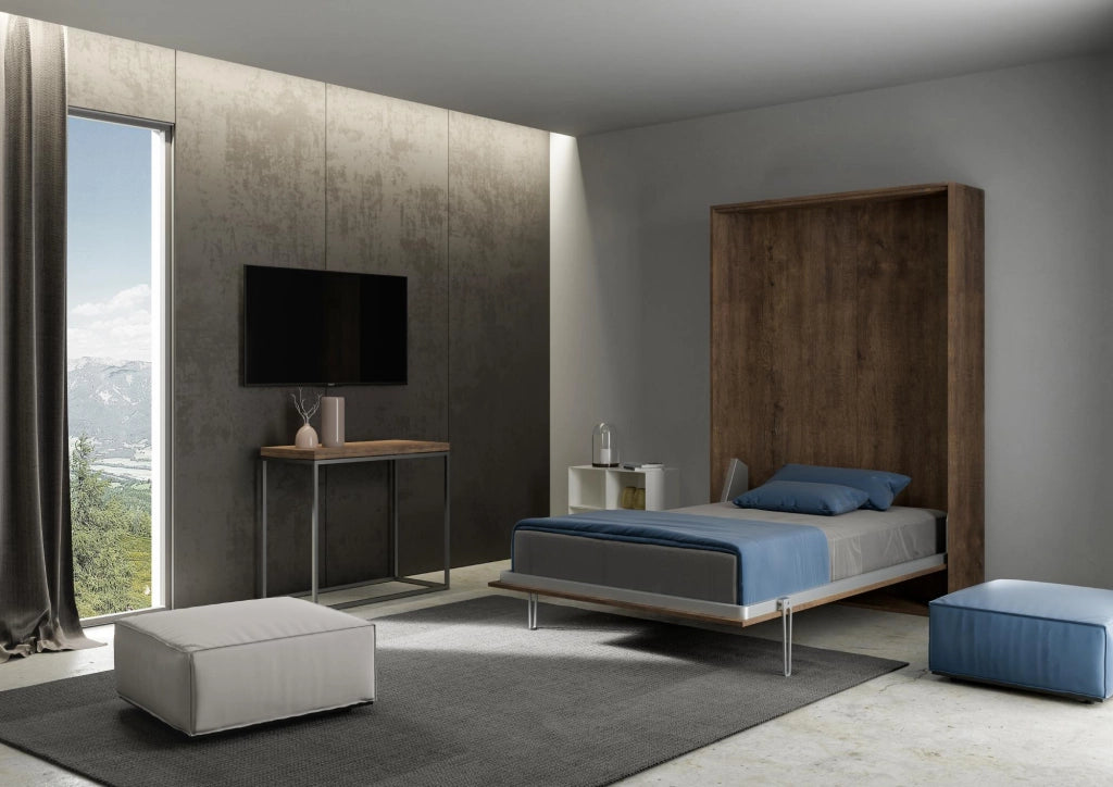 Letto 1 Piazza e Mezzo a Scomparsa Salvaspazio Kentaro H210 cm Marrone