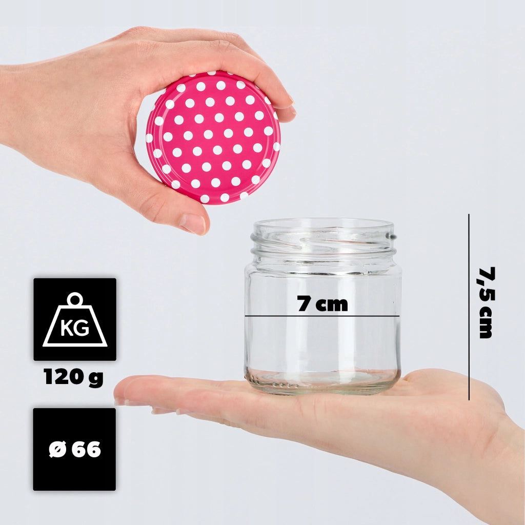 Barattoli per conserve KADAX Lerma 200ml 10 pezzi 66mm + coperchi "Piselli rosa"