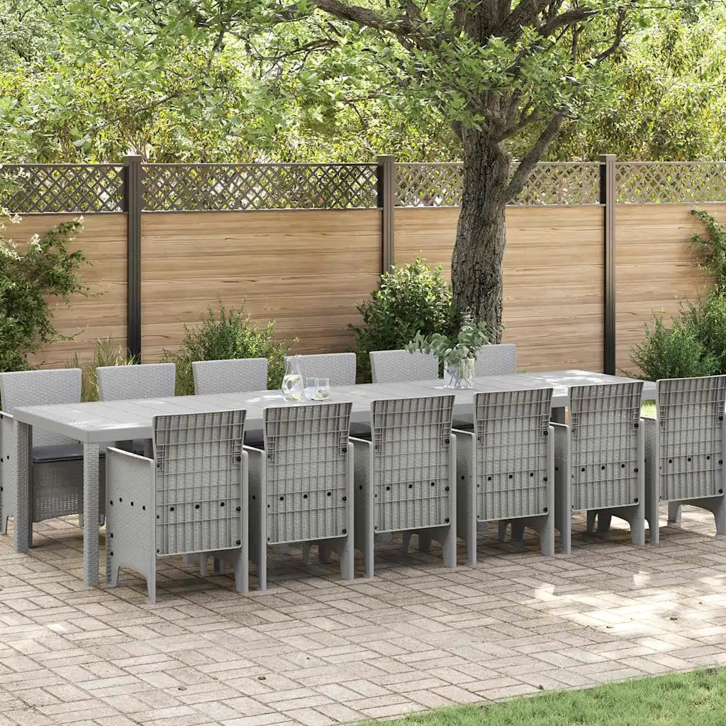 Set da Pranzo per Giardino 13 pcs Grigio chiaro Rattan Polt 3378790