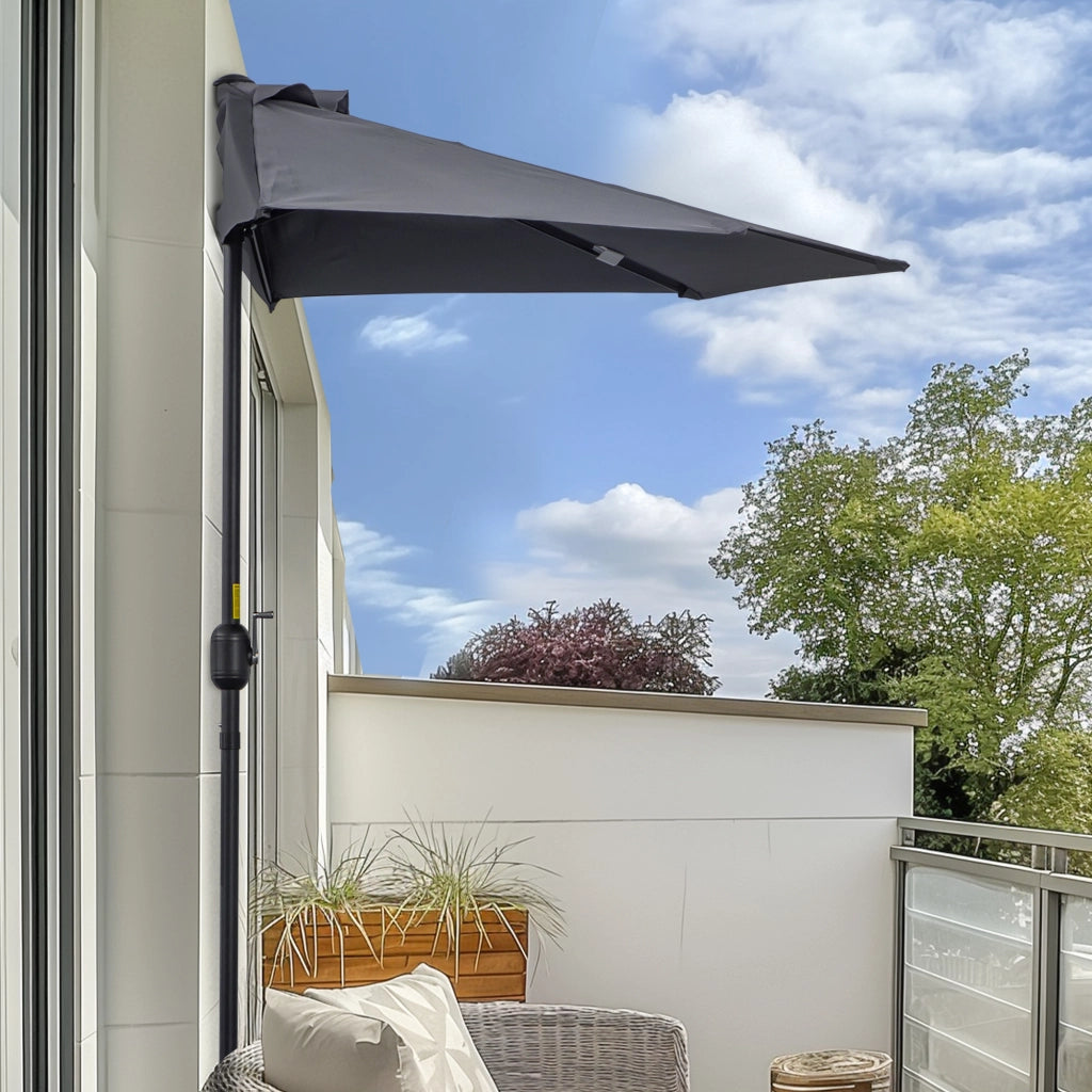 Parasole da balcone pieghevole 5 bracci ¨C zephmum ¨C grigio 270x140 cm