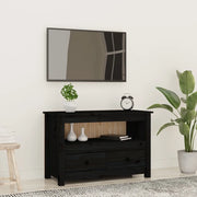 Mobile Porta TV Nero 79x35x52 cm in Legno Massello di Pino 821501