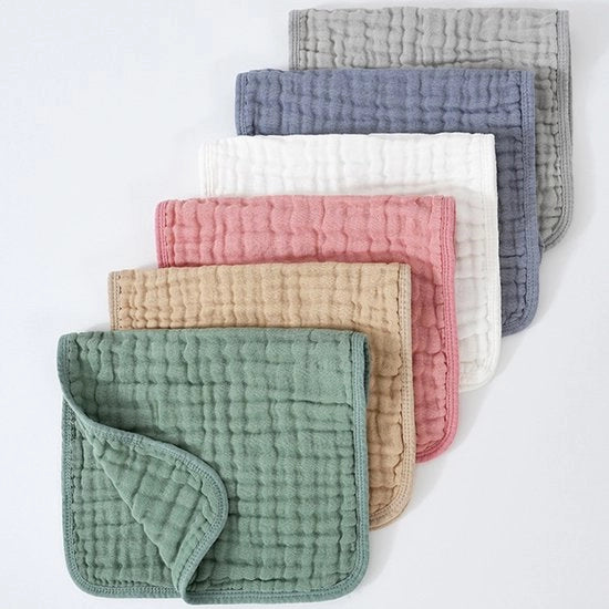 Muslino per bambino 20" x 10", confezione da 6 - Grande, 6 strati, ultra-assorbente, cotone per lacrime di bambino e sporcizia - Leggero, sicuro e morbido muslino per bambini maschi e femmine - Miscela di colori
