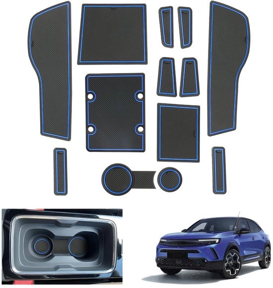 Accessori per Opel Mokka B e Mokka-e 2021-2024 2025, antislipmattone in gomma per Mokka e, middenconsole deurnaadmattone, Mokka B accessori (blu)