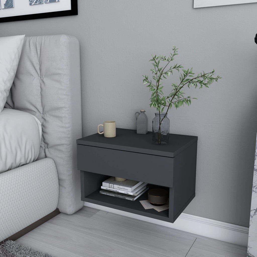 Comodino in legno "Jamot" - 45 x 29 x 32 cm - Grigio antracite