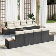 Set Divano da Giardino con cuscino 9 pcs Nero Poly Rattan 3348048