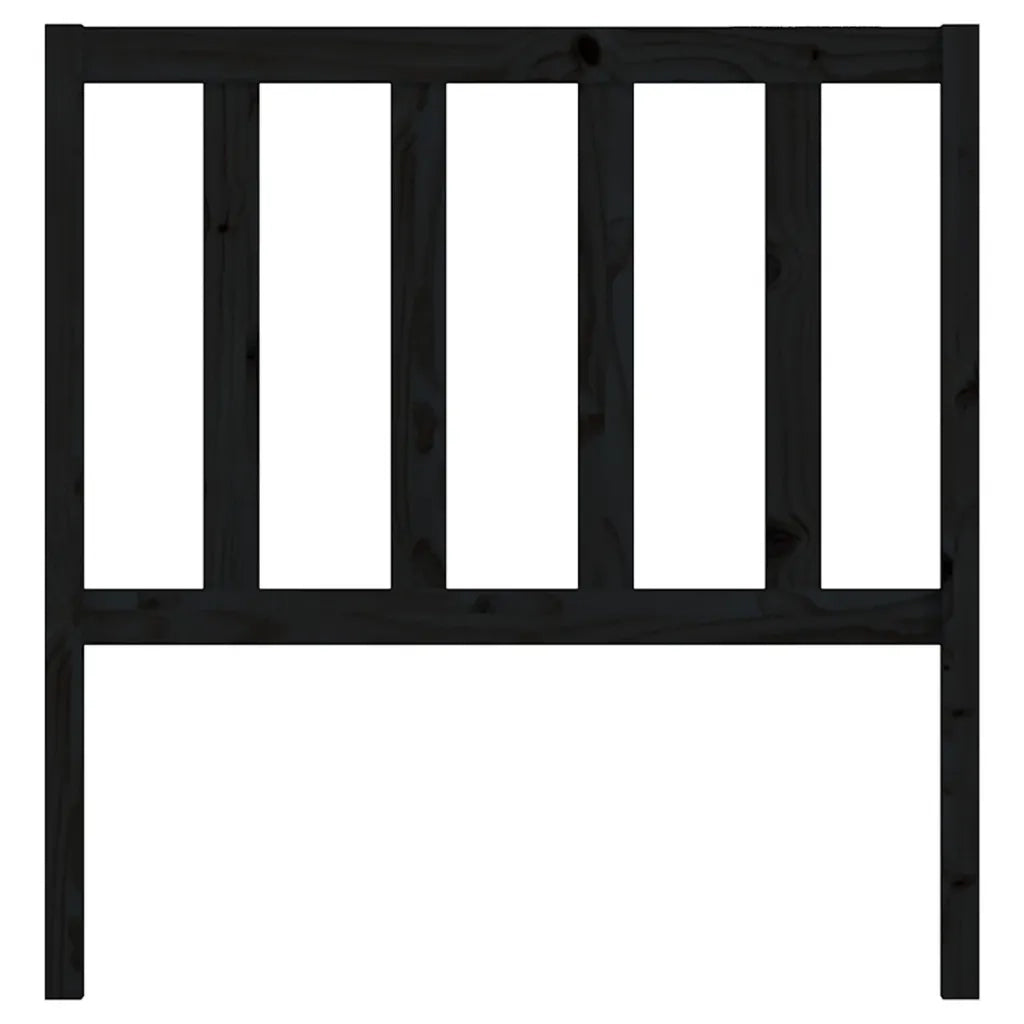 Testiera per Letto Nera 81x4x100 cm in Legno Massello di Pino