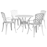Set da Pranzo da Giardino 5 pz Bianco in Alluminio Pressofuso