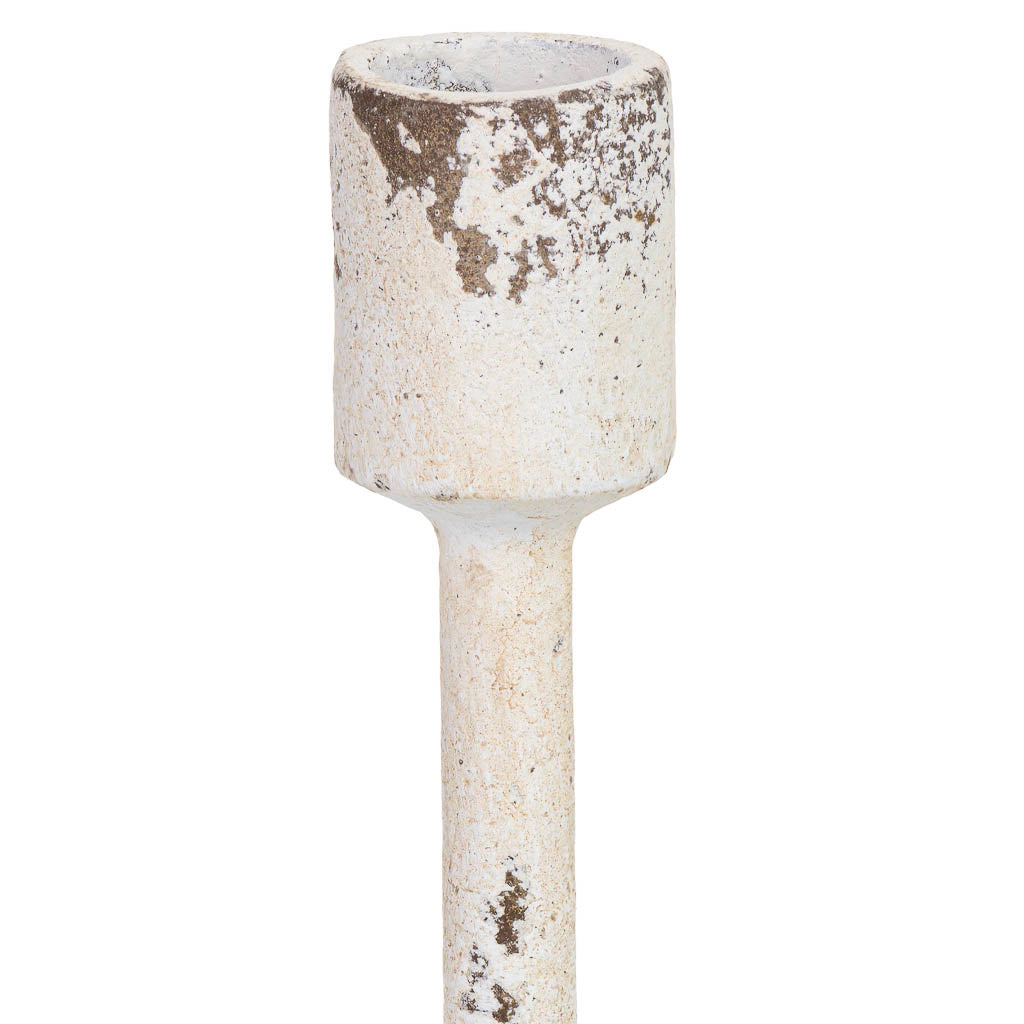 Candelabro in metallo bianco, 8,5x8,5x18 cm (altezza)