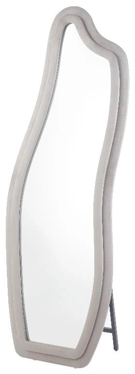 Specchio da Arredo con Cornice in Velluto Onda Tortora 160 x 55 cm
