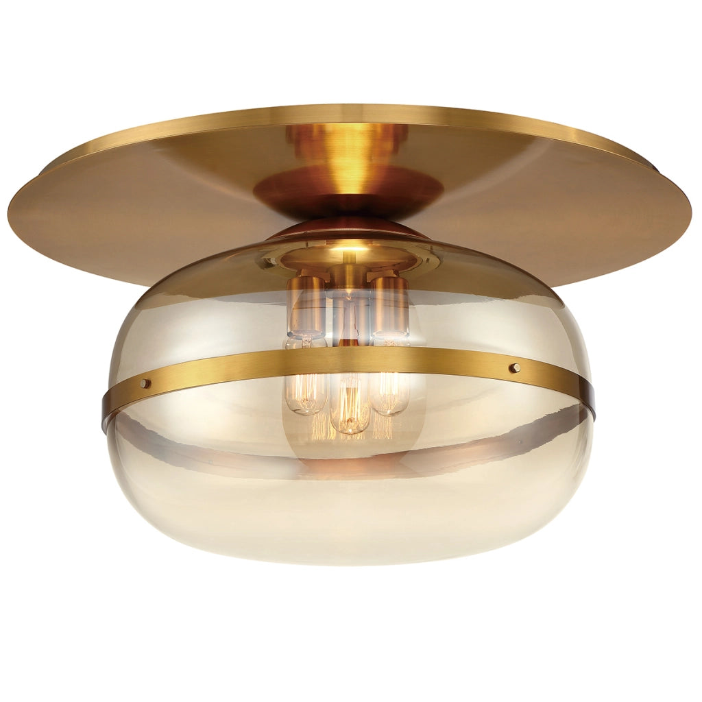 Plafoniera Nottingham oro vetro ambra Ø50 3xE27 Quintiesse