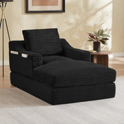 Poltrona lounge in velluto a coste nero con design a doppio strato