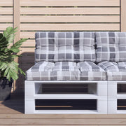 Cuscino per Pallet a Quadri Grigi 80x40x12 cm in Tessuto 360615