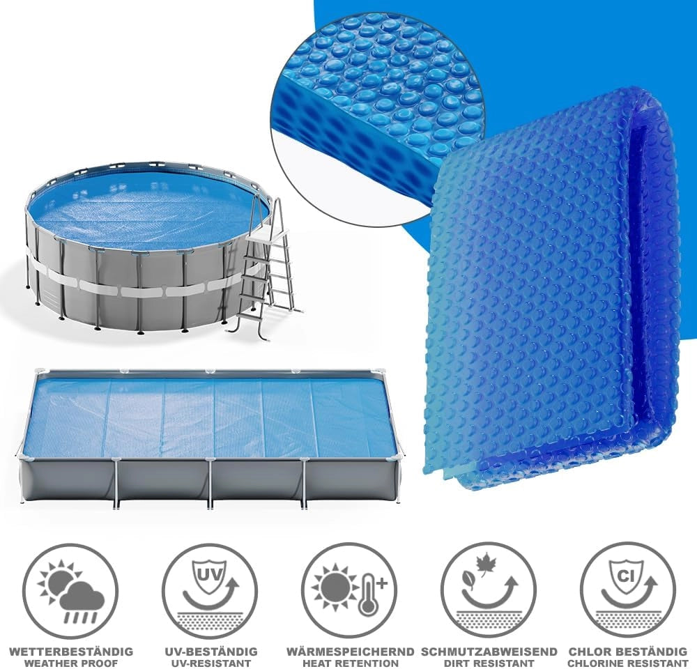 ok-living Telo Termico Piscina, Blu, 800 cm Robusto telone My Solar da 400µ, per Coprire e ridurre la dispersione di Calore nella Piscina