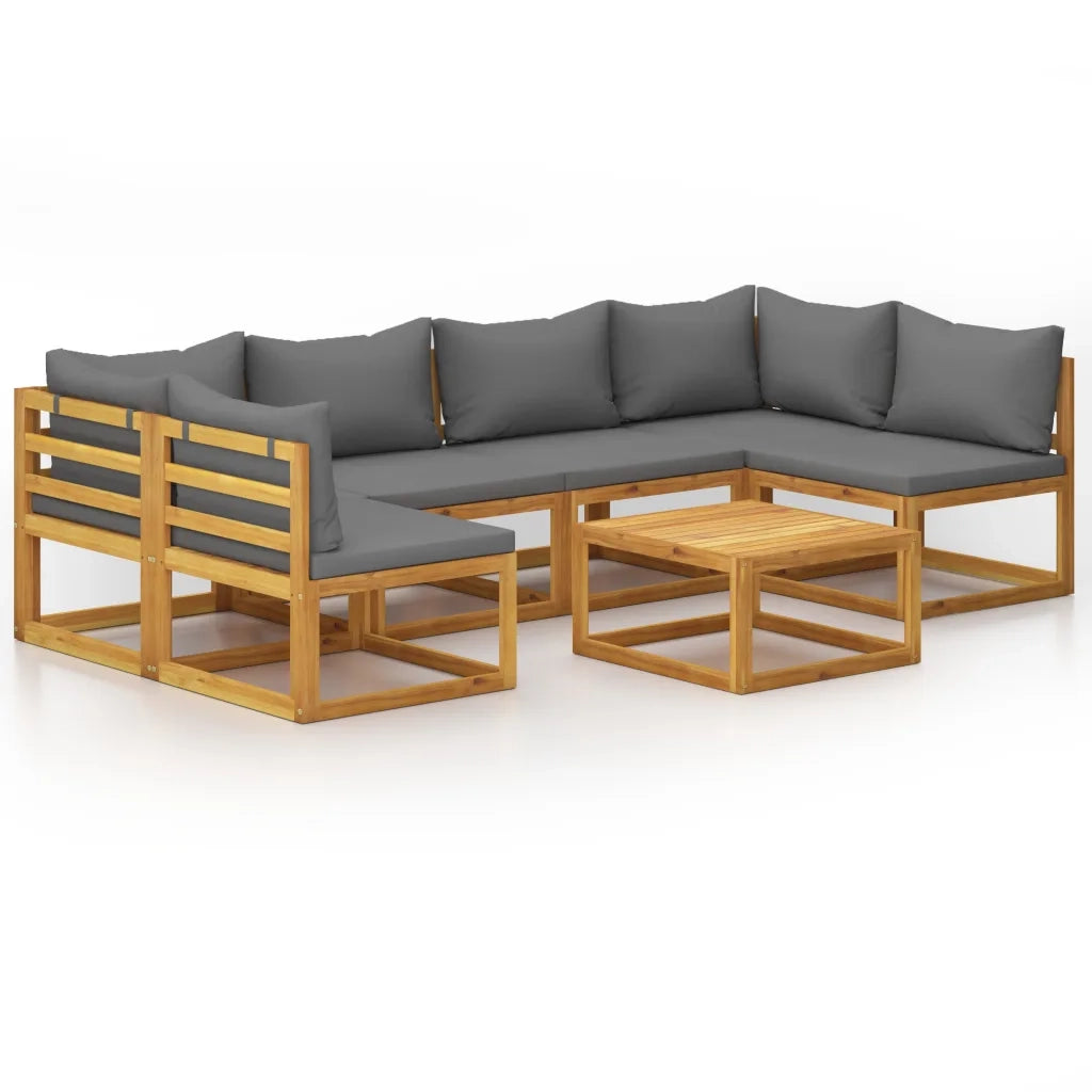 Set Divani da Giardino 7 pz con Cuscini in Massello di Acacia 3057622