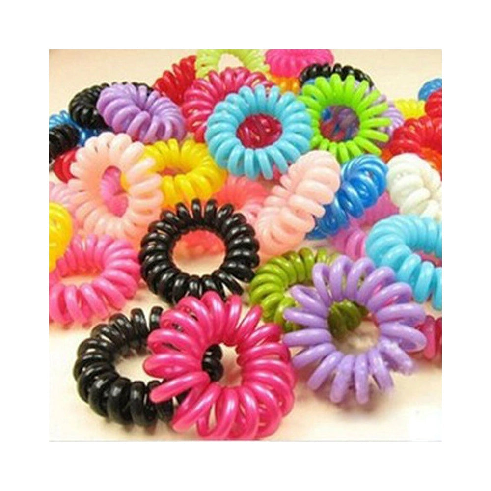 Trade Shop - Set 12 Pezzi Molle Capelli Modello Filo Telefono Colorate Ragazze Bambine -