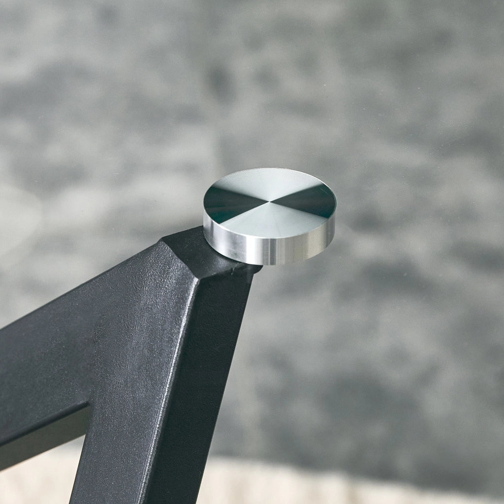 Tavolino da caffè rotondo in vetro temperato nero Ø ca. 85 cm, design geometrico