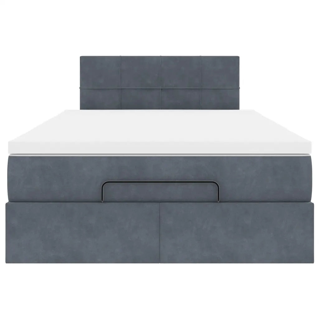 vidaXL Pouf Letto con Materasso e LED Grigio Scuro 120x190cm Velluto