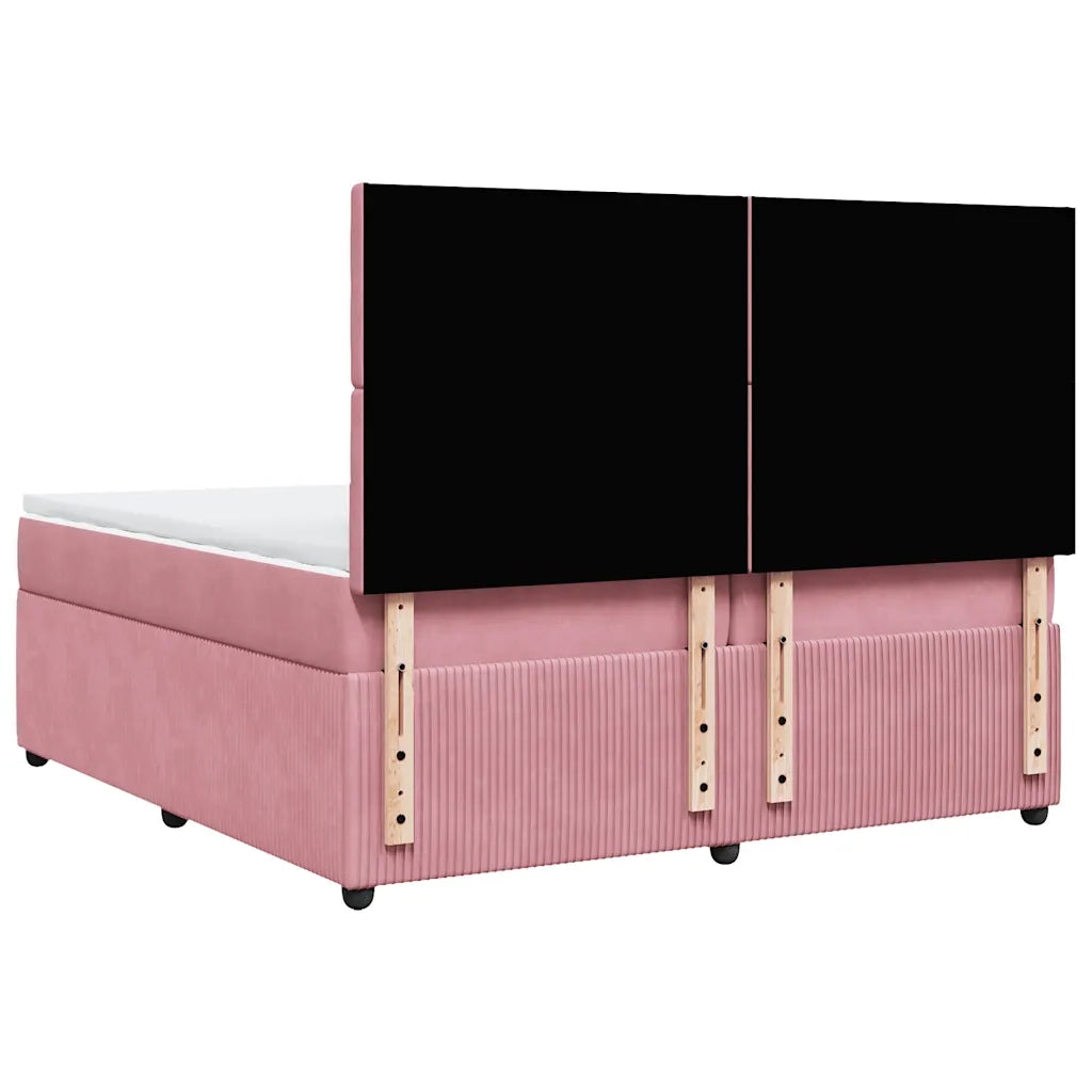 Giroletto a Molle con Materasso Rosa 200x200 cm in Velluto 3294747