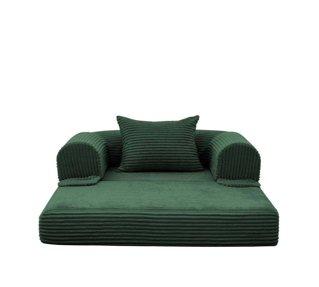 Poltrona letto singola convertibile in velluto a coste verde