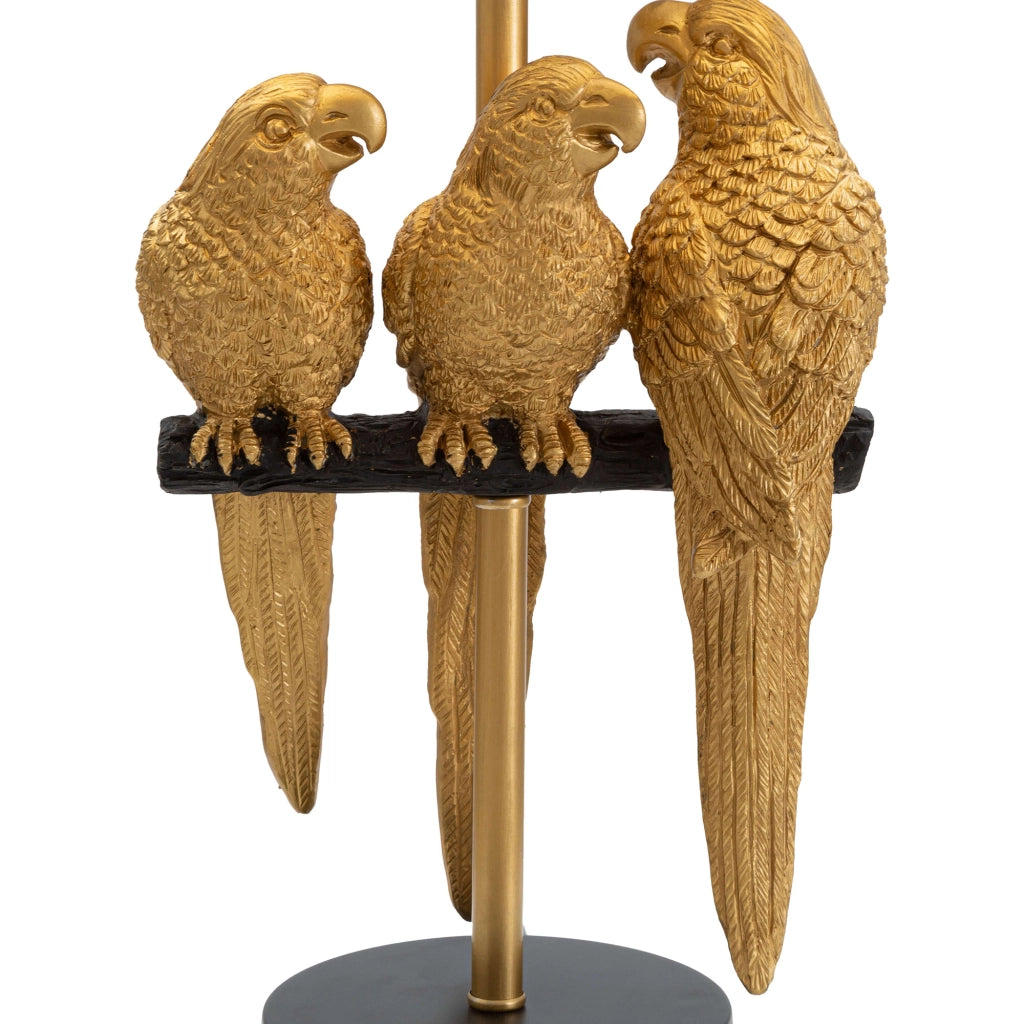 Paia, Lampada da Tavolo Decorazione con Pappagalli, oro