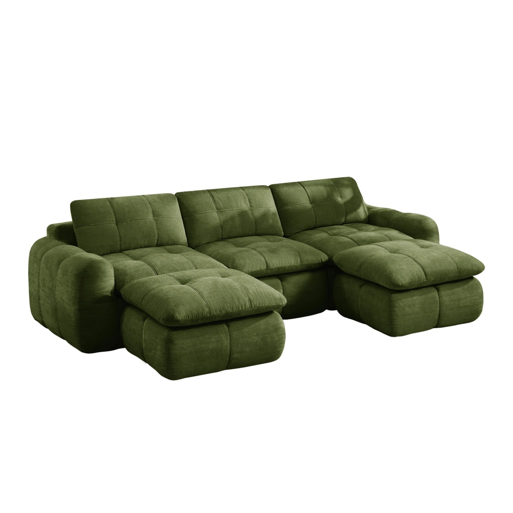 Divano modulare 3 posti - con seduta ergonomica e moduli separabili - in chenille verde
