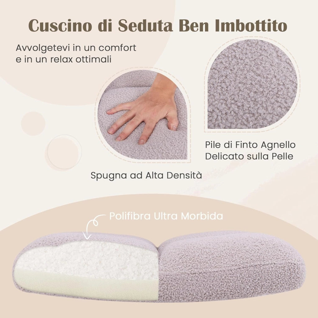 Sedia a Gambe Incrociate, Sedia da Ufficio con Ruote, con Seduta Riempita, Altezza Regolabile, Senza Braccioli, Portata 160 kg (Grigio)