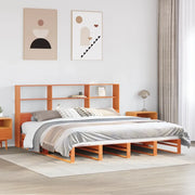 Letto Libreria senza Materasso-Struttura Letto con contenitore Marrone Cera 180x200 cm Legno 133316