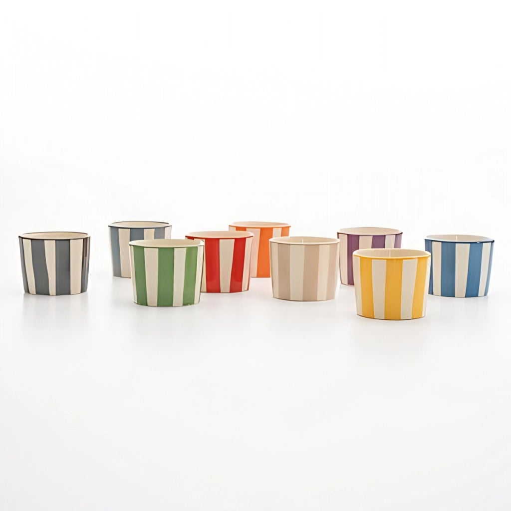 Lido Set 2 Bicchieri Tumbler Righe Giallo: Artigianato Artistico di Civita Castellana, Design Elegante e Versatile per Bevande o Dessert, 2 Pezzi