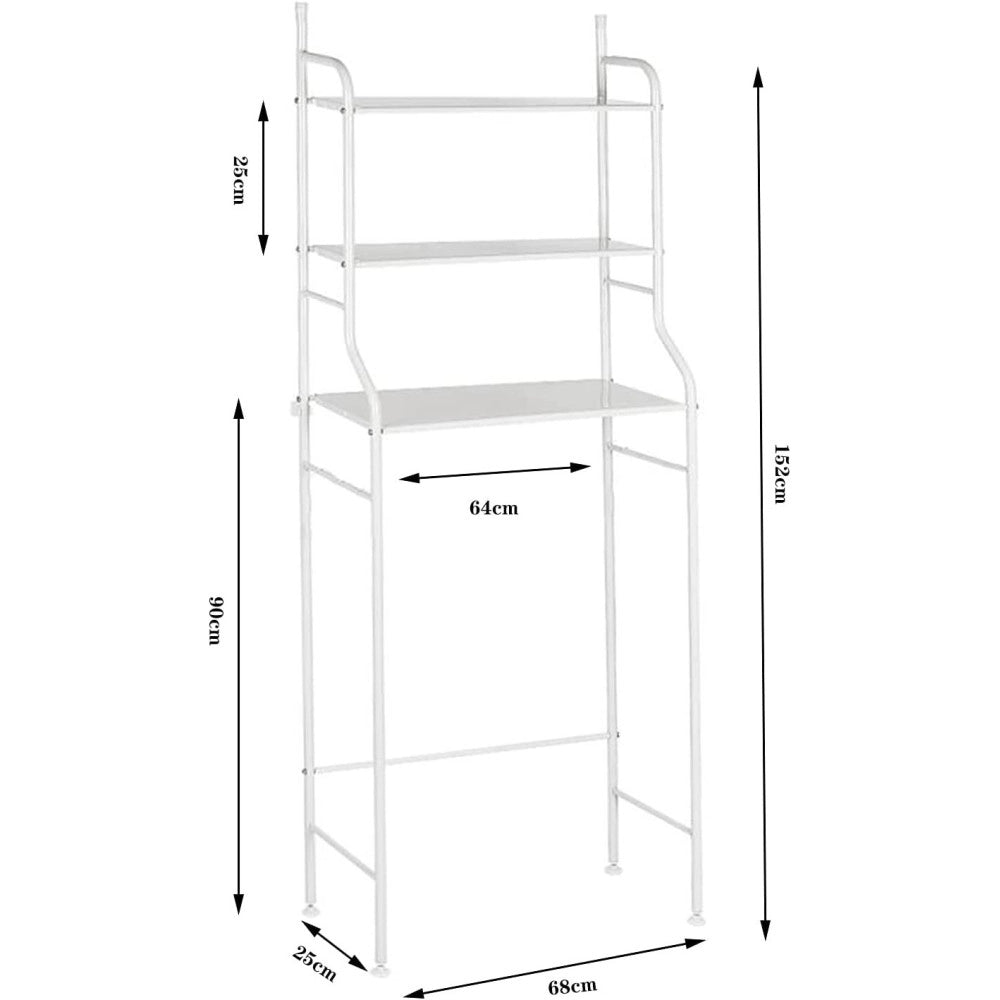 Trade Shop - Scaffale Salvaspazio Sopra Lavatrice Mensole Bagno 3 Piani Mobile Lavanderia 69078 -