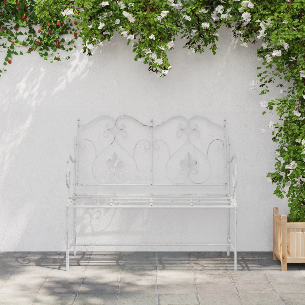 Panchina Bianca Metallo 104 x 54 x 93 cm Durevole