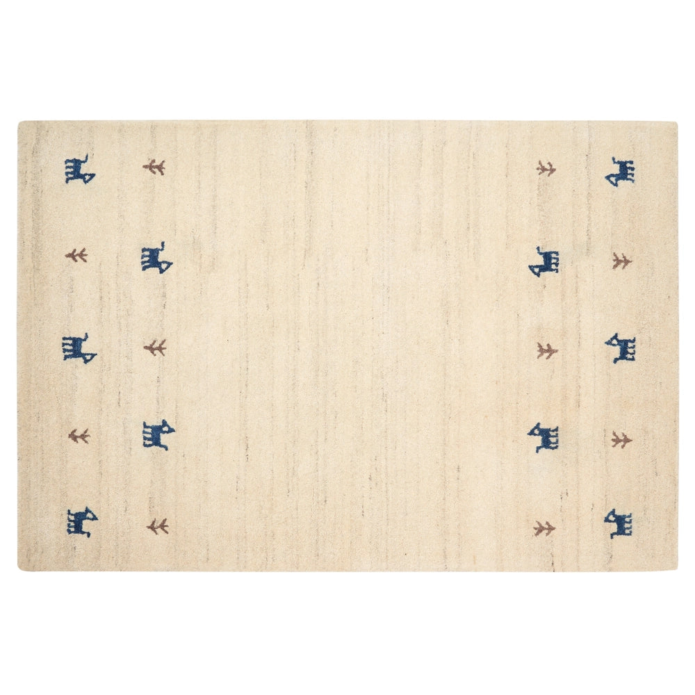 Tappeto Gabbeh per aree beige in lana 140 x 200 cm a pelo fitto Tradizionale rustico a tinta unita Stile