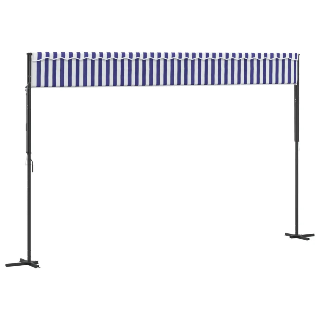 Tenda da Sole Blu e Bianca 500x300 cm in Tessuto e Acciaio 368933