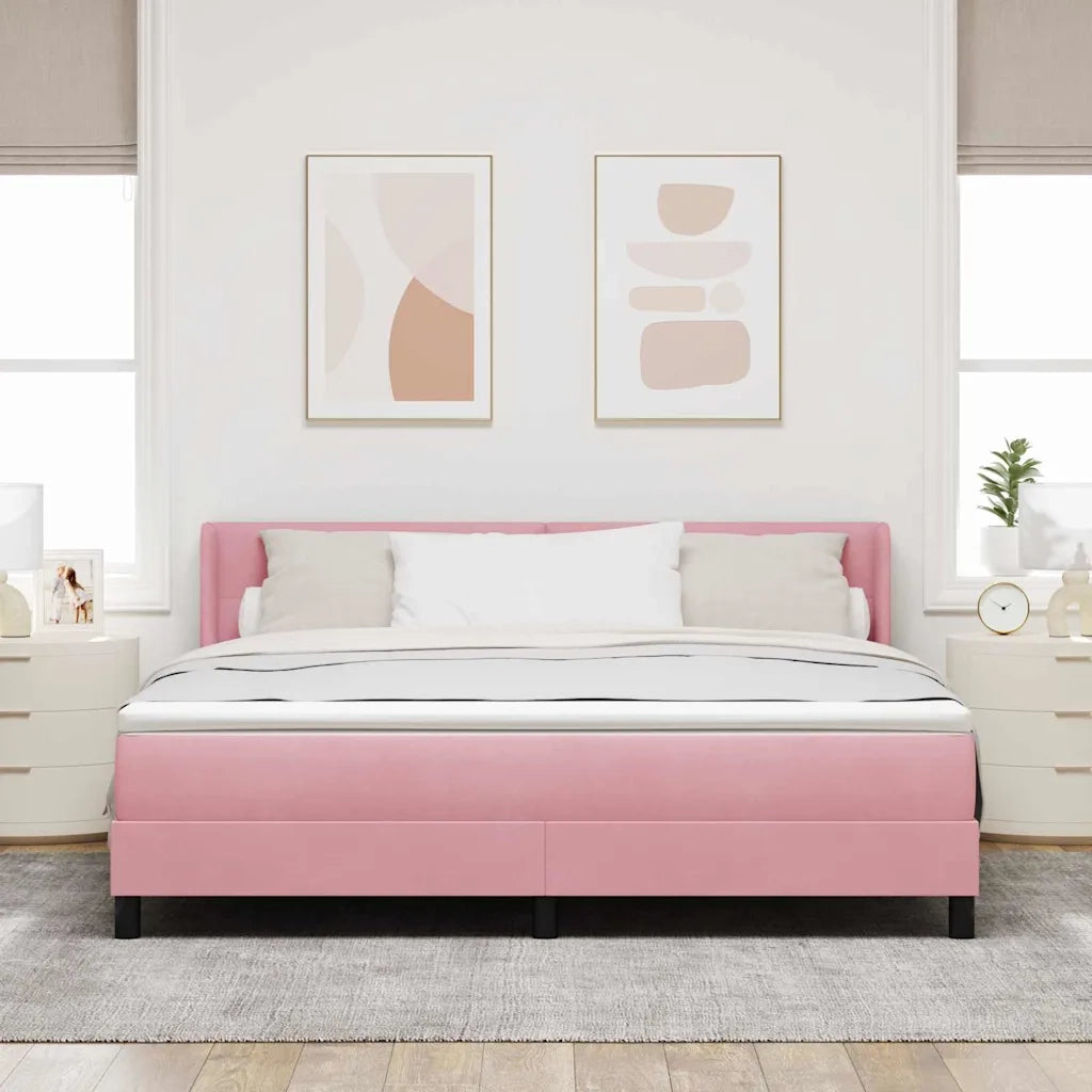 Letto a molle con testiera Rosa 200 x 180 cm Velluto 3341485