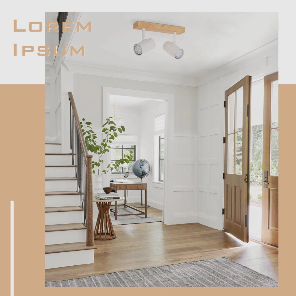 ZMH Faretto da soffitto 2 Fiamme GU10 Moderno Lampada da Soffitto Orientabile 330° Bianco per Soggiorno Senza Lampadine