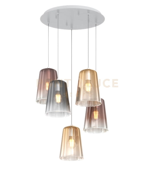 SOSPENSIONE BIANCO TONDA 5 LUCI (2 AM+2 RA+1 CR) 1164BI-S5 T-MC